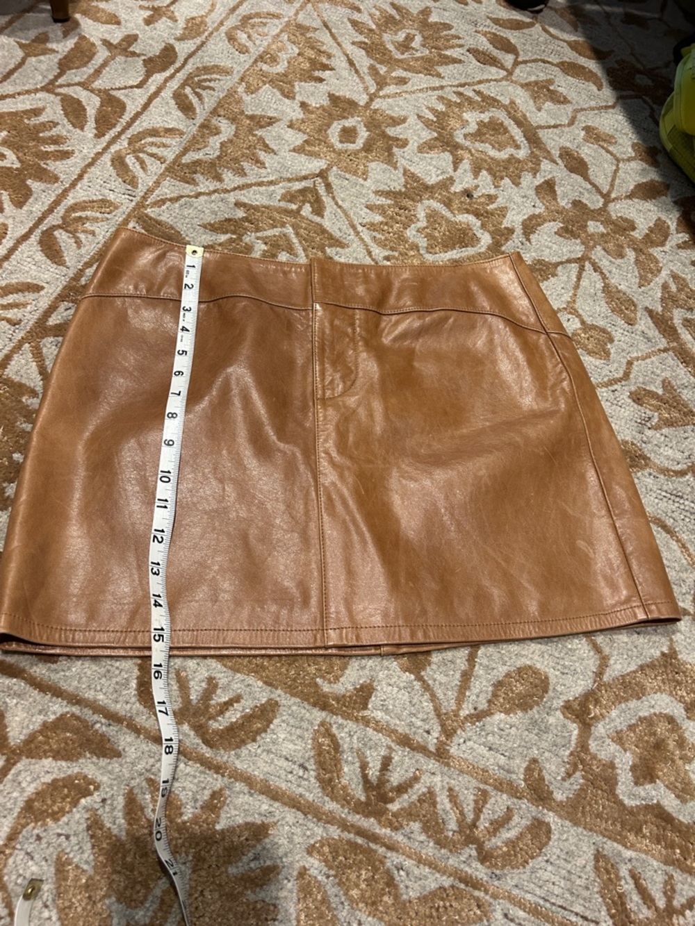 GAP Leather Mini Skirt in Cognac Brown